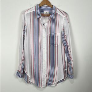 American Eagle Men’s Small Button Down Stripe Shirt Oversized Fit Lightweight